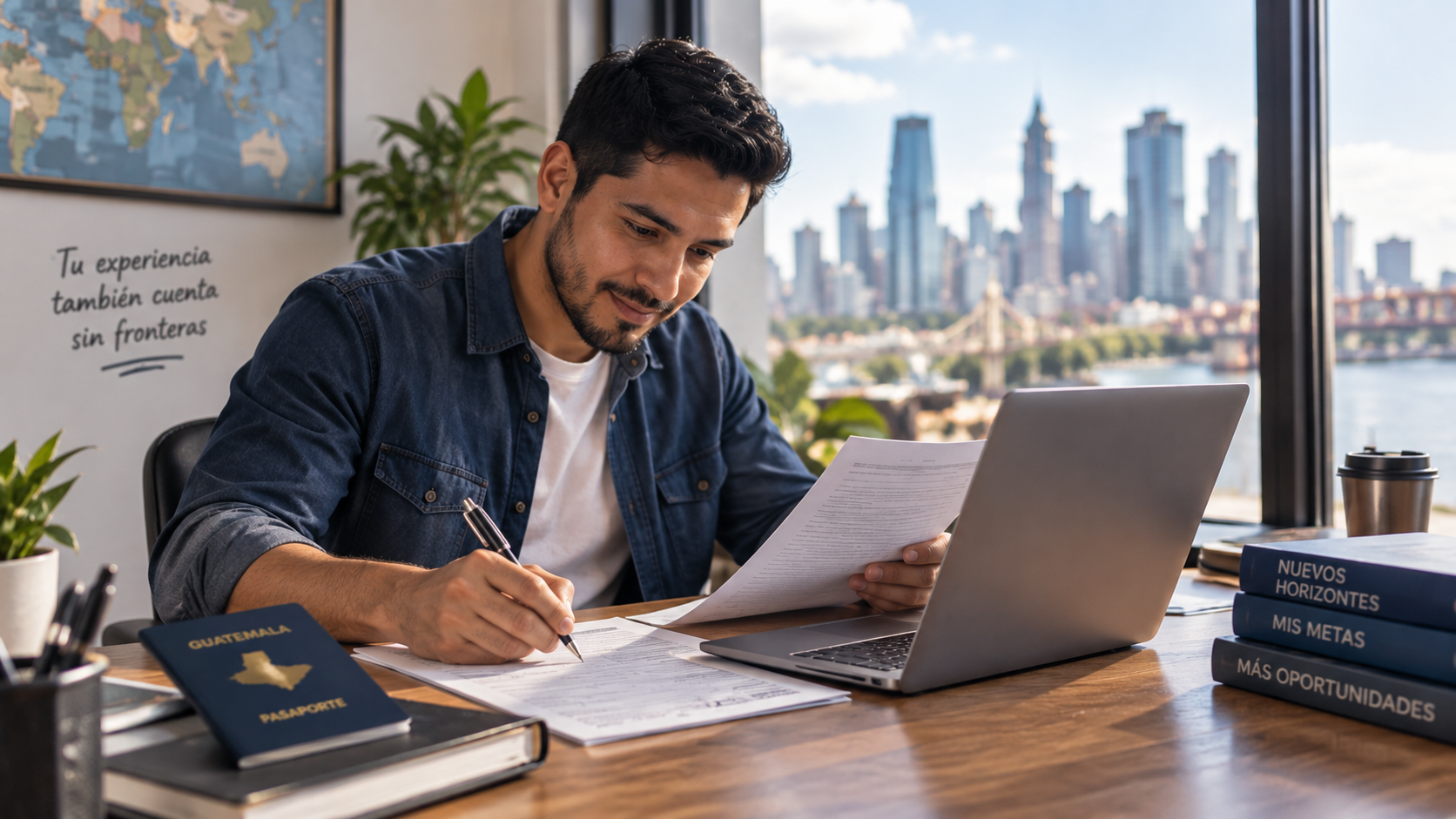 Persona preparando su solicitud de certificación